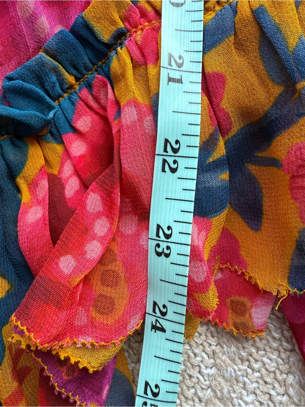 FARM Rio Floral Ruffle Blouse Long Sleeve Mock Neck Size XS - Picture 11 of 12
